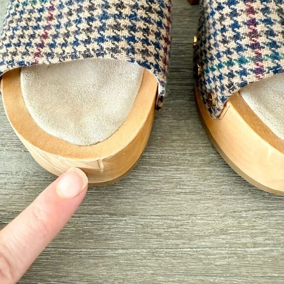 Veronica Beard Hannalee Wood Platform Sandal in Multi Houndstooth- Size 8 - Picture 11 of 11